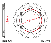 Rear Sprocket Steel 48t 520 Hon/Yam