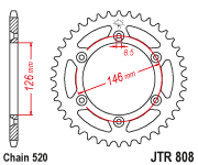 Rear Sprocket Steel 50t 520 Kaw/Suz