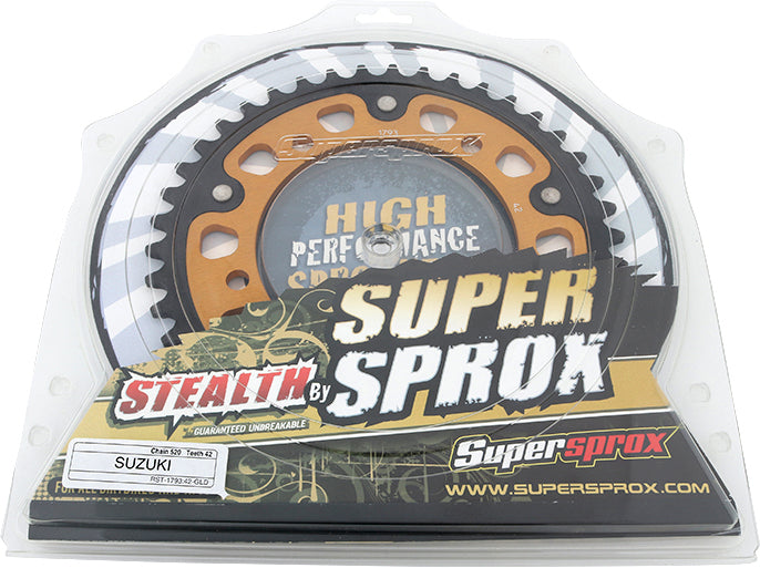 Rear Stealth Sprocket Alu/Stl 42t 520 Gld Hay/Suz/Tri