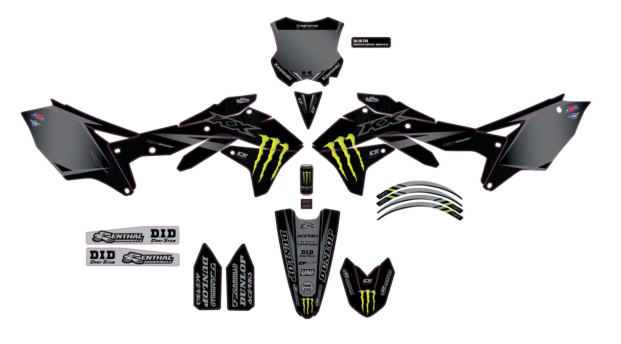 Monster Mek Lights Out Kxf 450 '16 18 Complete Graphic Kit