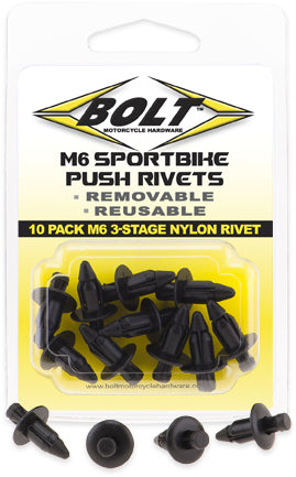 Bolt 2005-6SRIV M6 Three Stage Push Rivet Kit 10/Pk