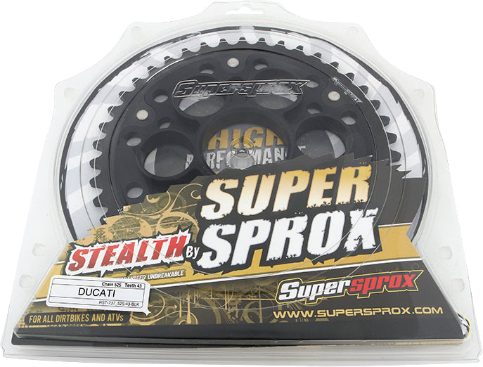 Rear Stealth Sprocket Alu/Stl 43t 525 Blk Duc