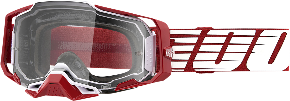 100% Armega Goggles - Oversized Deep Red - Clear 50004-00009