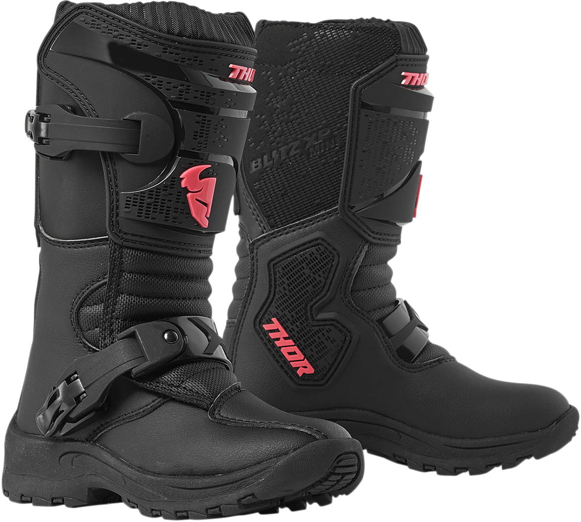 THOR Mini Blitz XP Boots - Black & Black/Pink - Child Kids