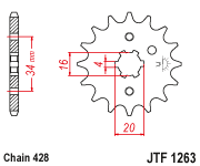 Front Cs Sprocket Steel 14t 428 Hon/Kaw/Rju/Suz/Yam