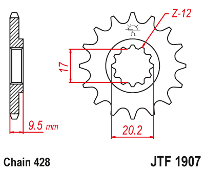 Front Sprocket Steel 14t 428