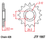 Front Sprocket Steel 14t 428