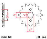 Front Cs Sprocket Steel 14t 420 Hon/Kaw/Kym/Suz