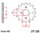 Front Cs Sprocket Steel 15t 428 Hon/Kym