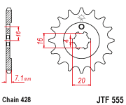 Front Cs Sprocket Steel 14t 428 Kaw/Suz/Yam