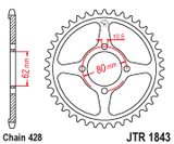 Rear Sprocket Steel 49t 428 Yam