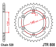 Load image into Gallery viewer, Rear Sprocket Steel 44t 520 Kaw/Suz