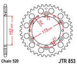 Rear Sprocket Steel 50t 520 Yam