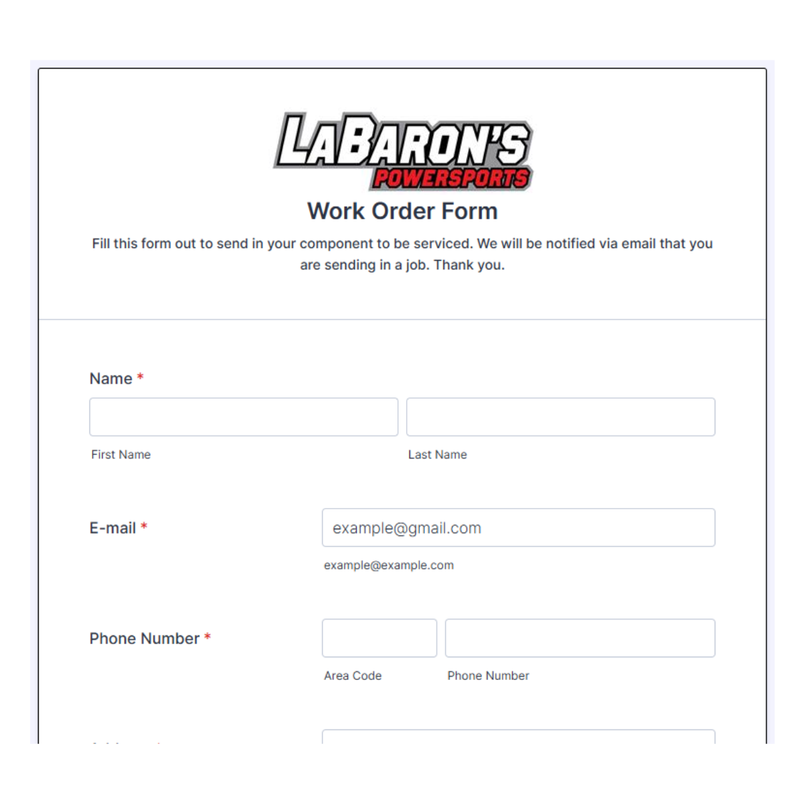 Work Order Form