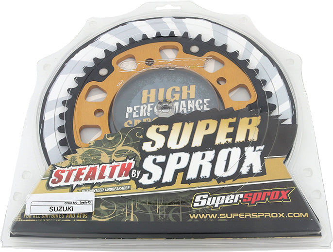 Rear Stealth Sprocket Alu/Stl 43t 520 Gld Hay/Suz/Tri