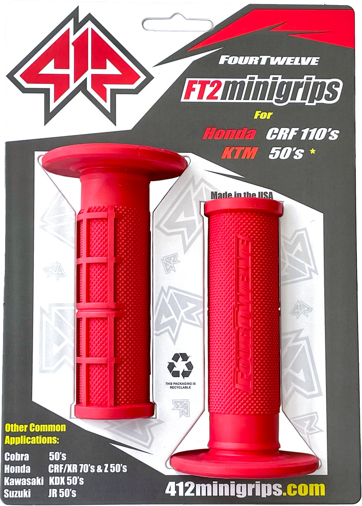 Pee Wee / Pit Bike Mini Grips 7/8" (Red)