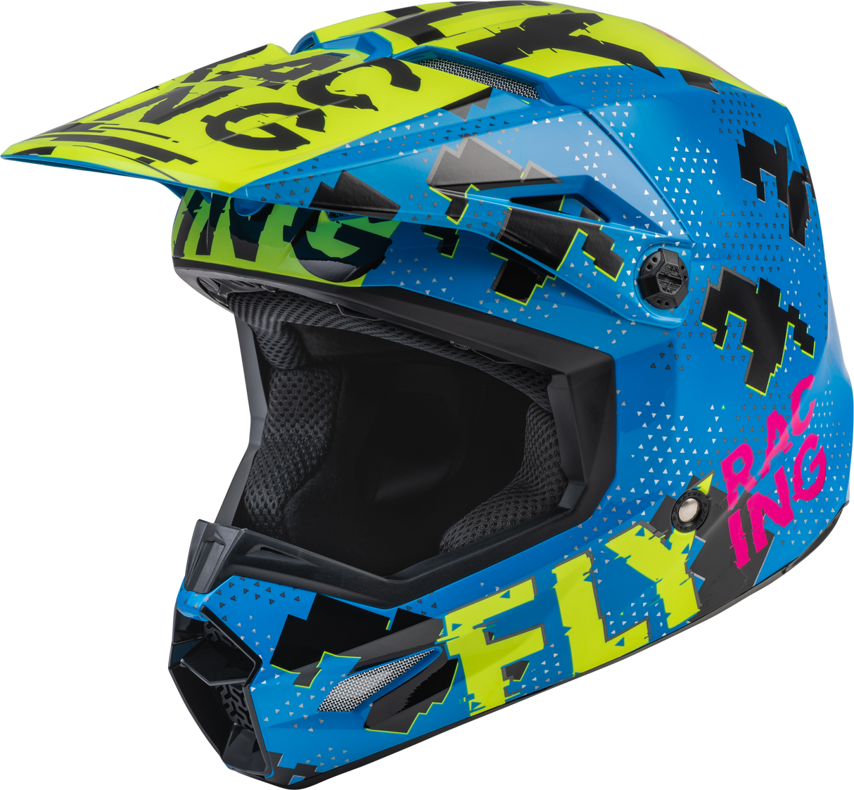 Youth Kinetic Scan Helmet Blue/Hi Vis/Pink Yl