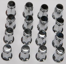 Load image into Gallery viewer, 16/Pk 3/8&quot; 24 Flat Base Chrome Lug Nuts