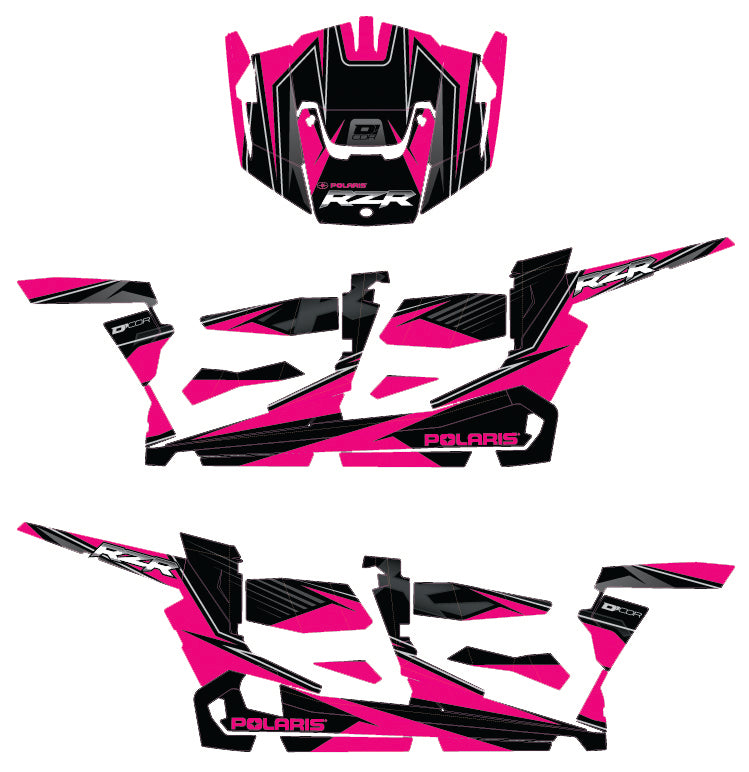 Pol Rzr4 Complete Graphic Kit Pink/Black